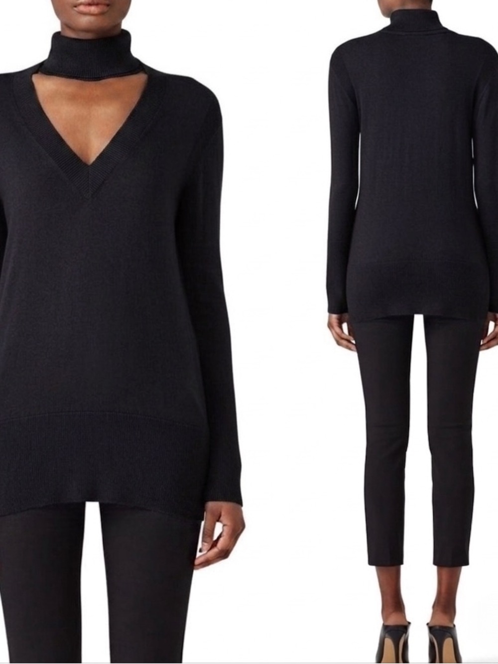 TOME Merino Wool Turtleneck V-Neck Women's Sweater